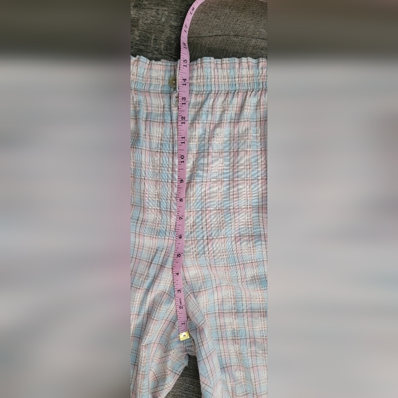 90's Vintg Straight Leg Pants Women's 16 Pink&Blue Plaid Elastic Wasit Jantzen - Picture 10 of 13